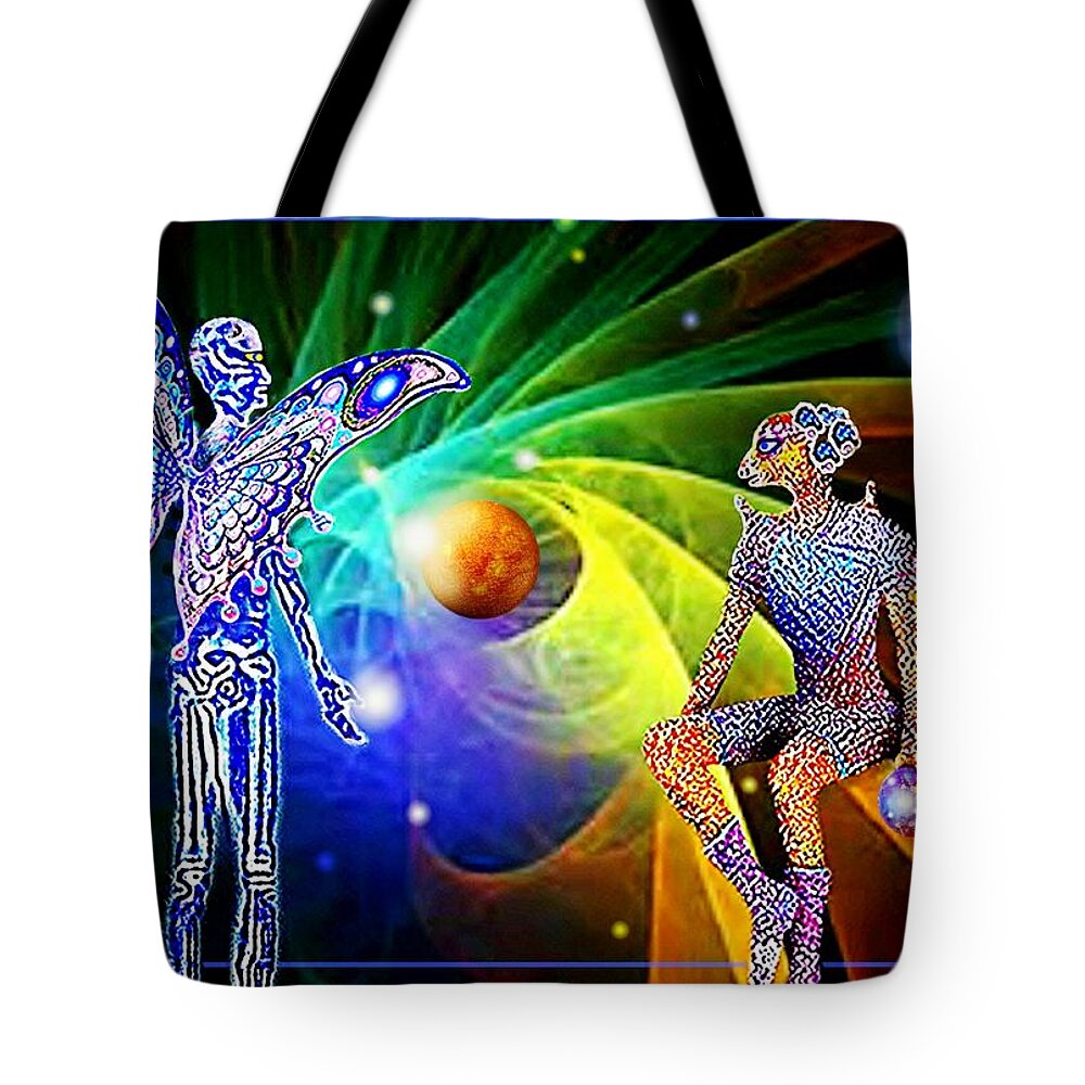 Planet Tote Bag featuring the painting Friends #2 by Hartmut Jager
