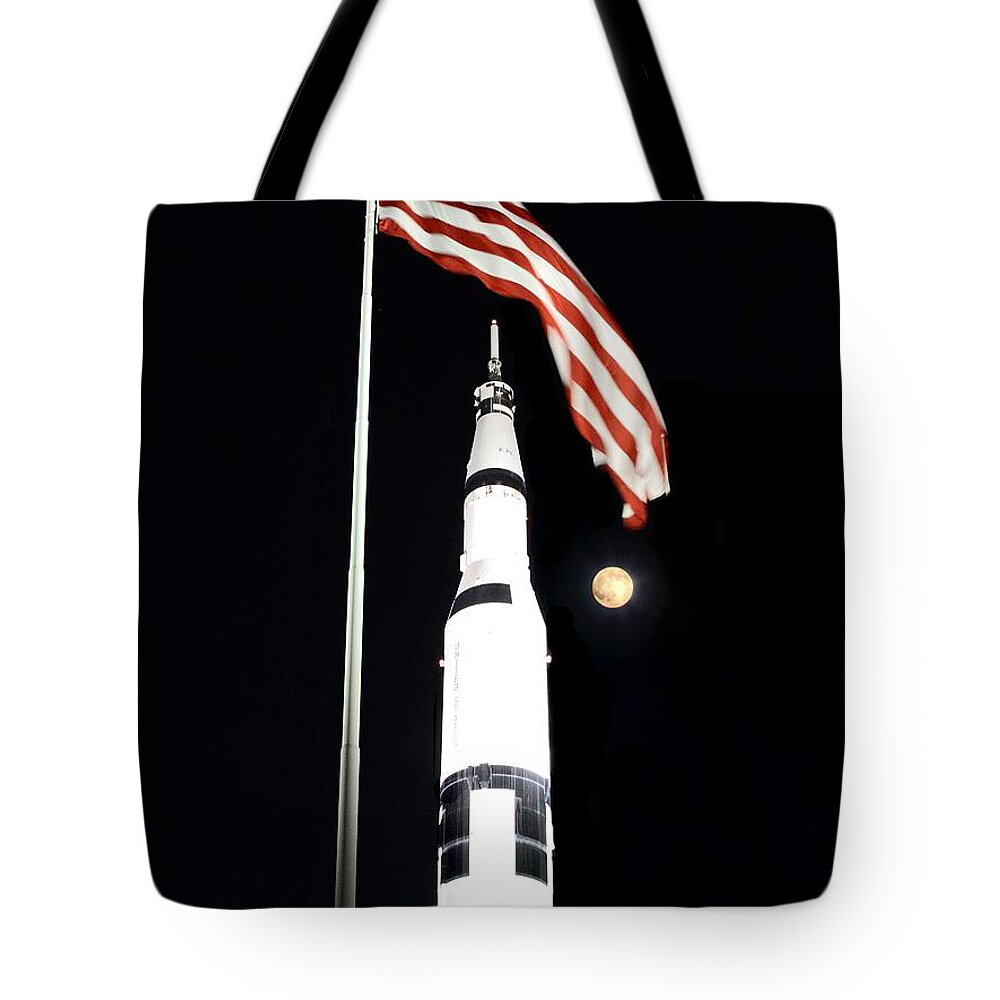 Saturn V Tote Bag featuring the photograph From Here to There #1 by Jeannee Gannuch