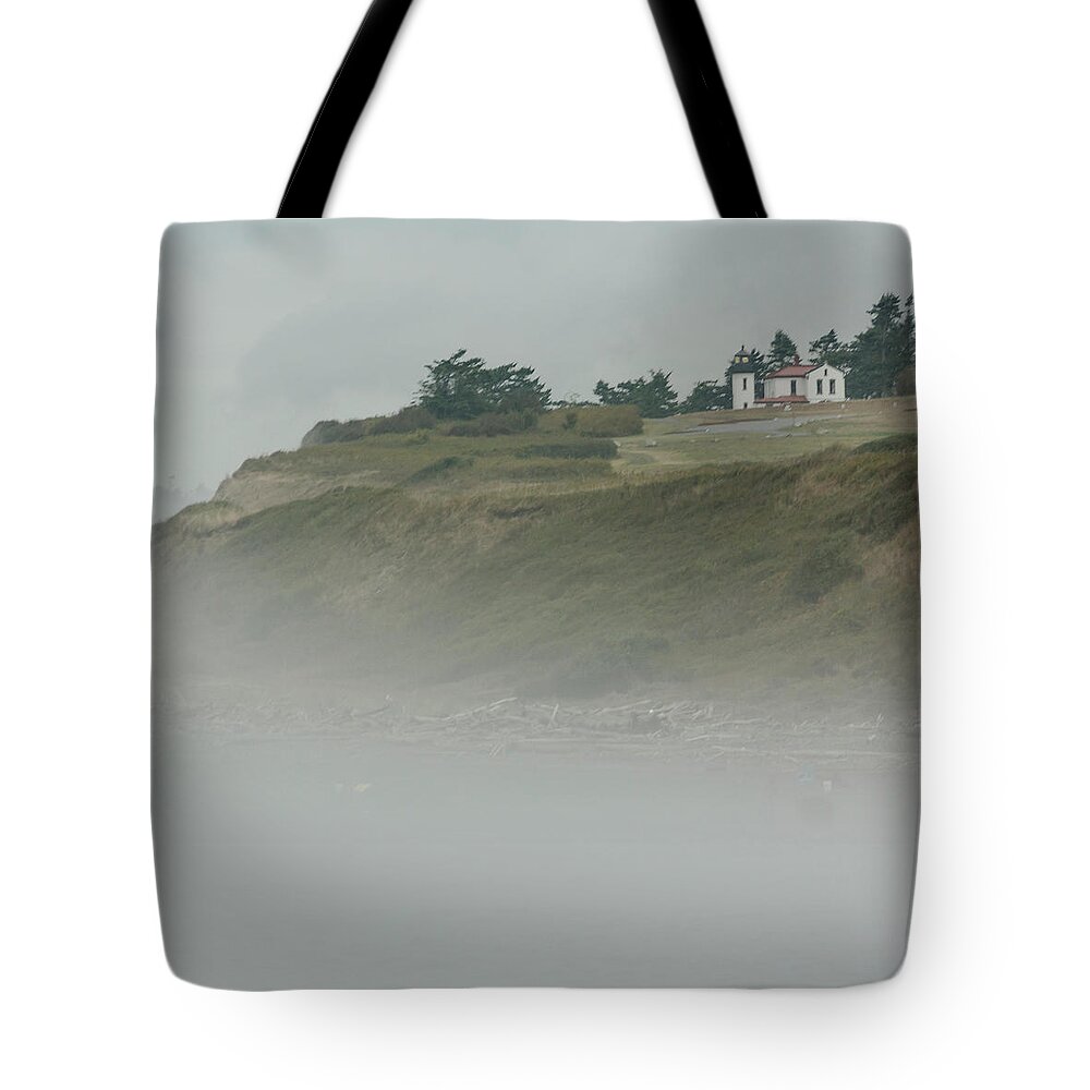 Ft. Casey Tote Bag featuring the photograph Ft. Casey Lighthouse by Tony Locke