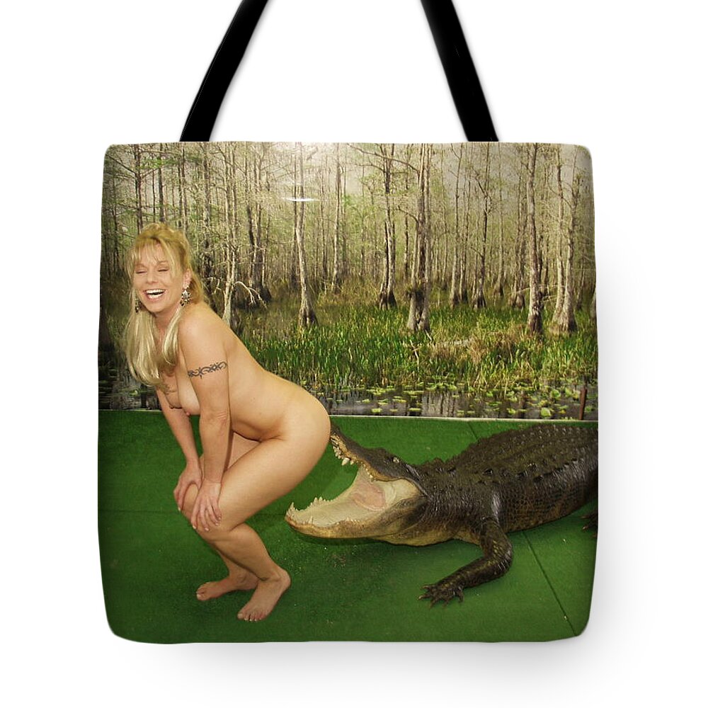 Www.naturesexoticbeauty.com Tote Bag featuring the photograph Gator Bites #1 by Lucky Cole