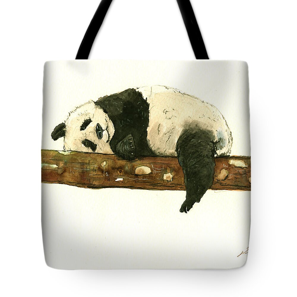 Giant Panda Tote Bag featuring the painting Giant panda #1 by Juan Bosco