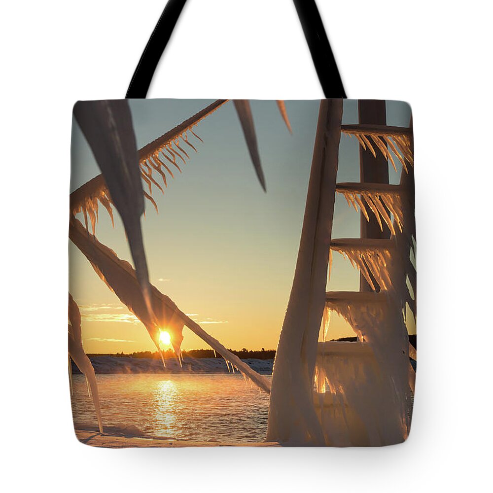Ice Tote Bag featuring the photograph Glazed #1 by Lee and Michael Beek