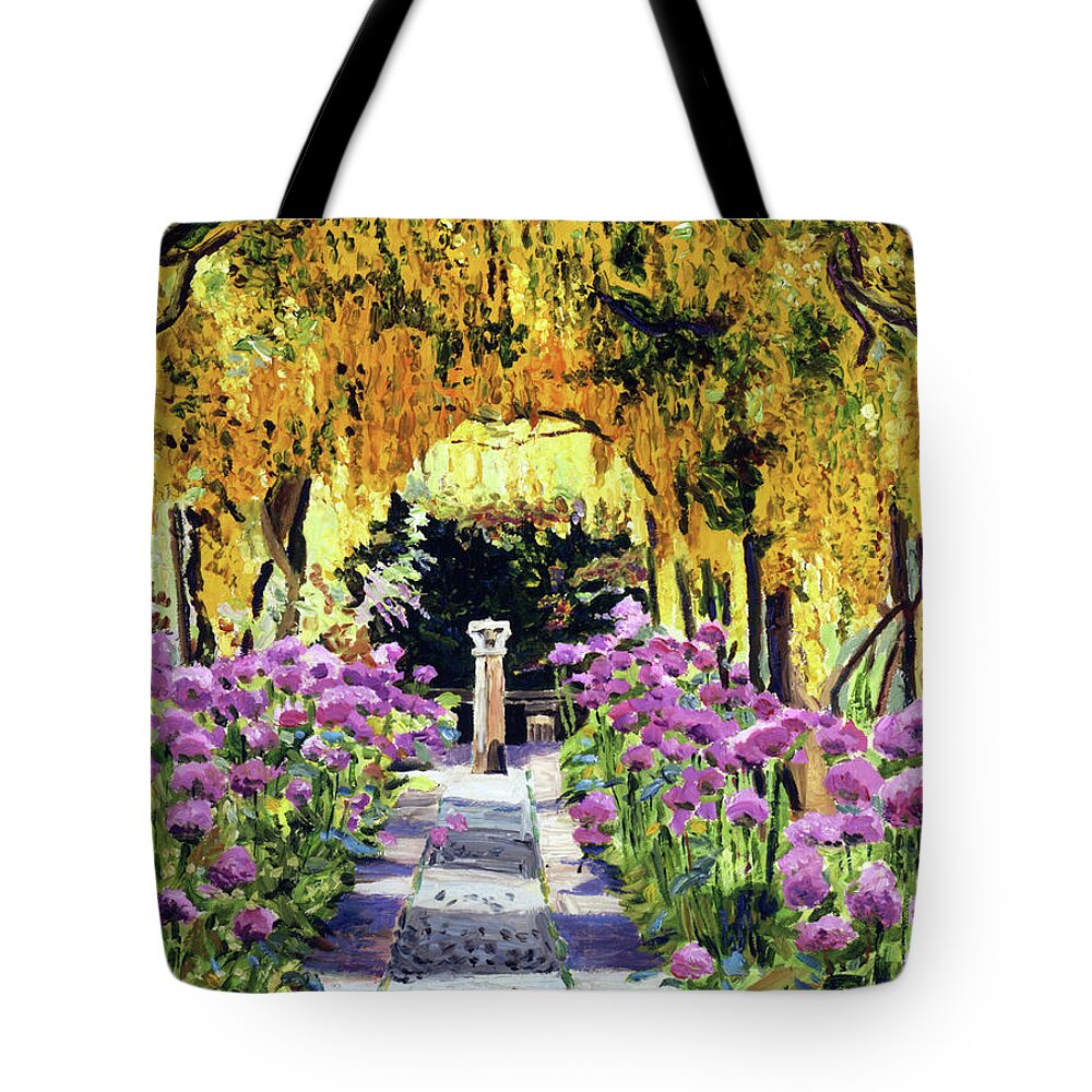 Gardens Tote Bag featuring the painting Golden Walk #1 by David Lloyd Glover