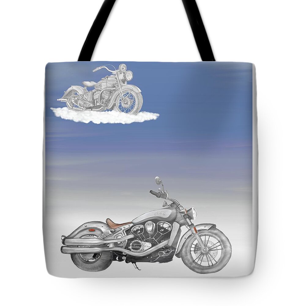 1939 Indian Scout Tote Bag featuring the drawing Grandson by Terry Frederick