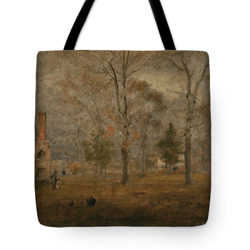 George Inness Tote Bag featuring the painting Gray Day, Goochland #2 by George Inness