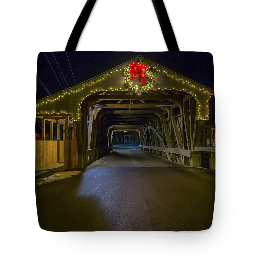 Great Eddy Covered Bridge Tote Bag featuring the photograph Great Eddy Covered Bridge #2 by Scenic Vermont Photography