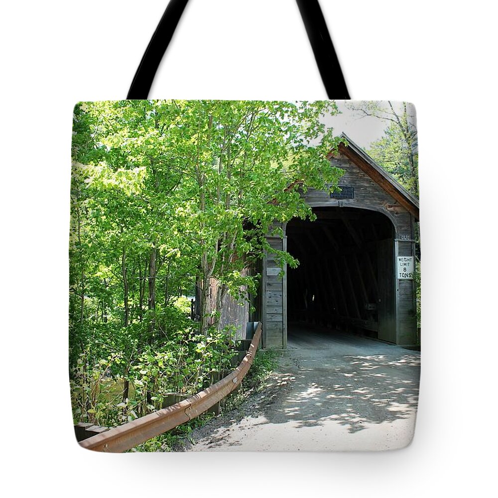 Vermont Tote Bag featuring the photograph Hall Covered Bridge #1 by Wayne Toutaint