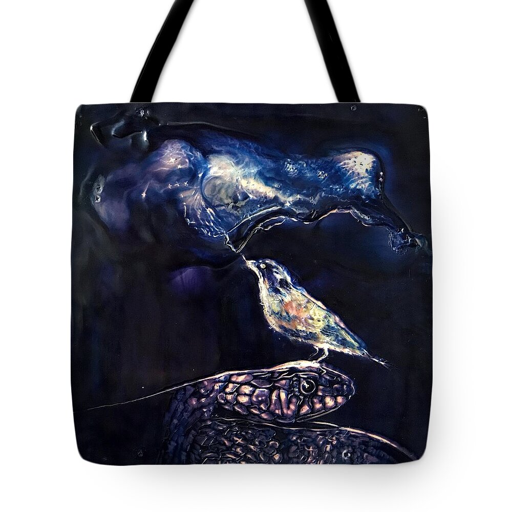 Male Tote Bag featuring the painting Heat Lightning #1 by Greg Hester