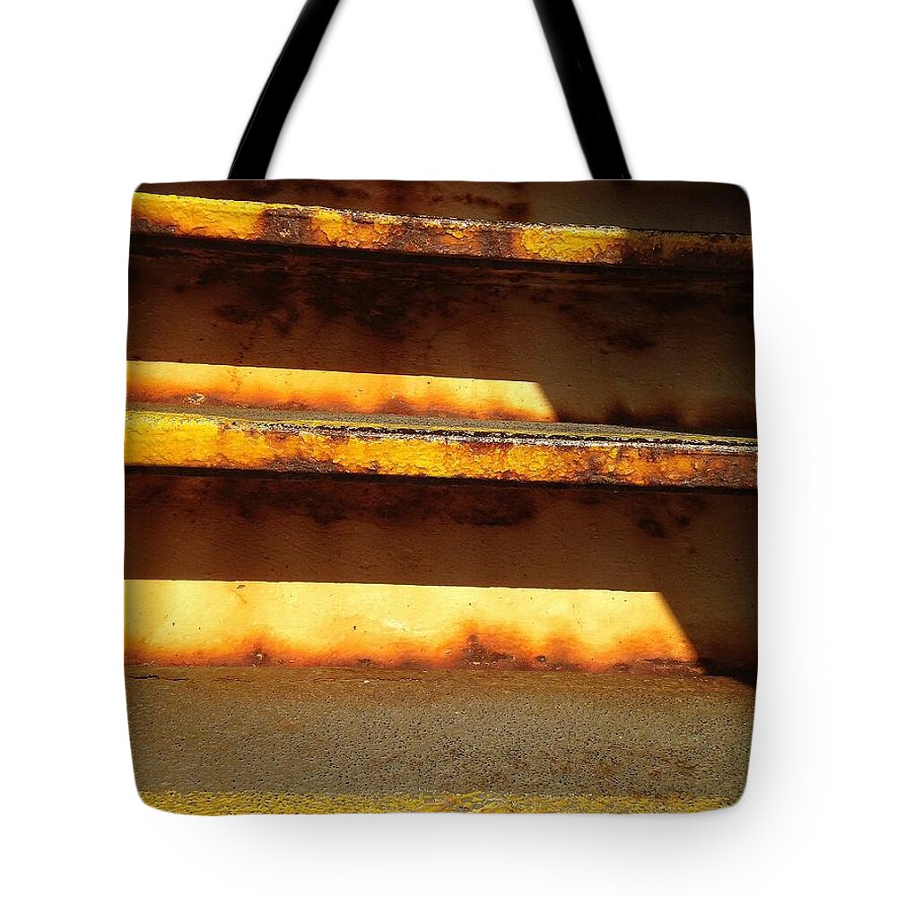 Stairs Tote Bag featuring the photograph Heavy metal #1 by Olivier Calas