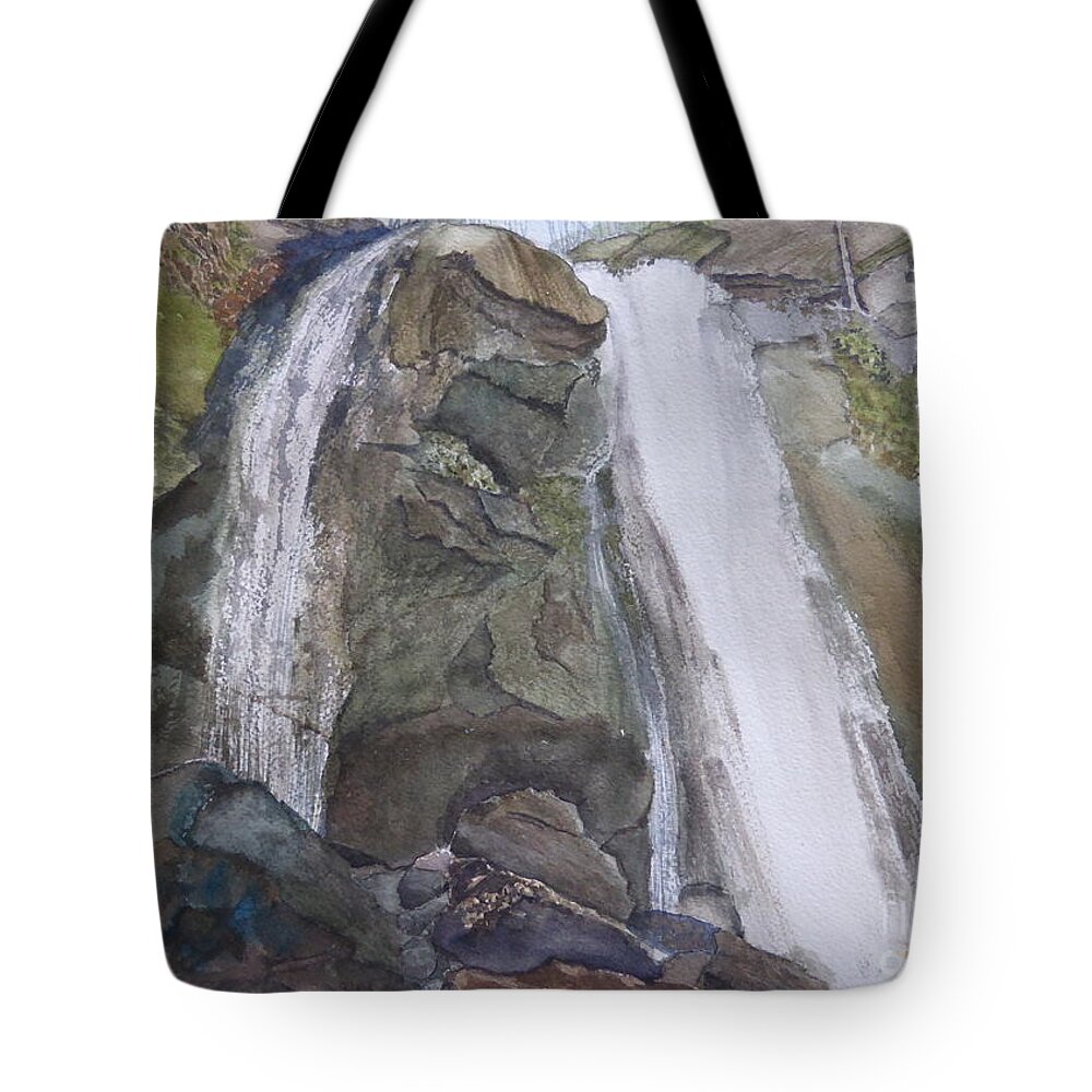 High Shoals Falls Tote Bag featuring the painting High Shoals Falls #1 by Joel Deutsch