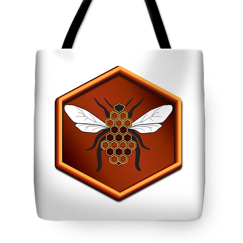 Cartoon Tote Bag featuring the digital art Honeycomb Bee by Pelo Blanco Photo
