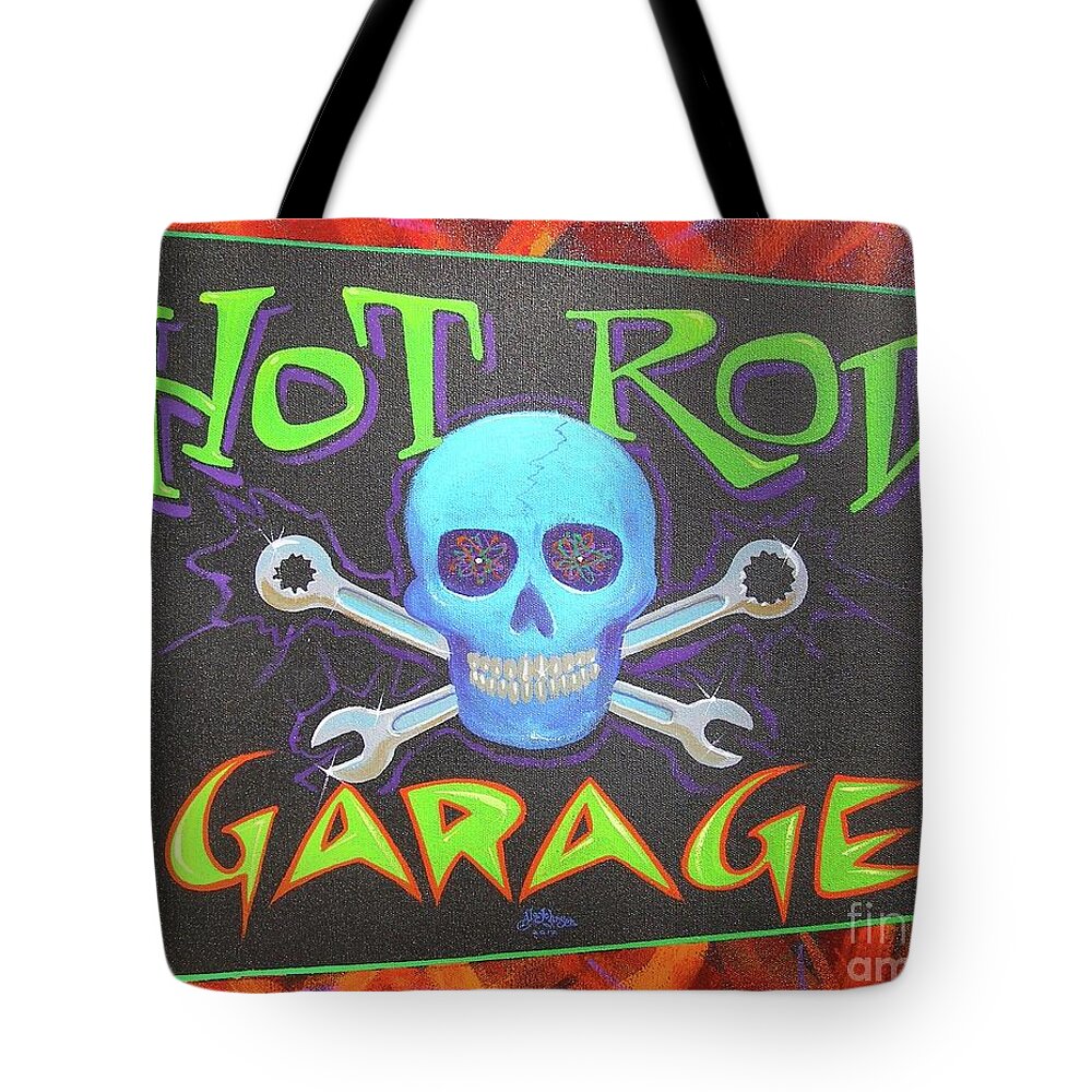 Hot Rods Tote Bag featuring the painting Hot Rod Garage #1 by Alan Johnson