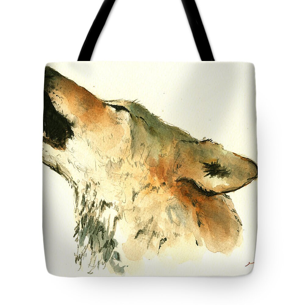 Wolf Art Tote Bag featuring the painting Howling wolf by Juan Bosco