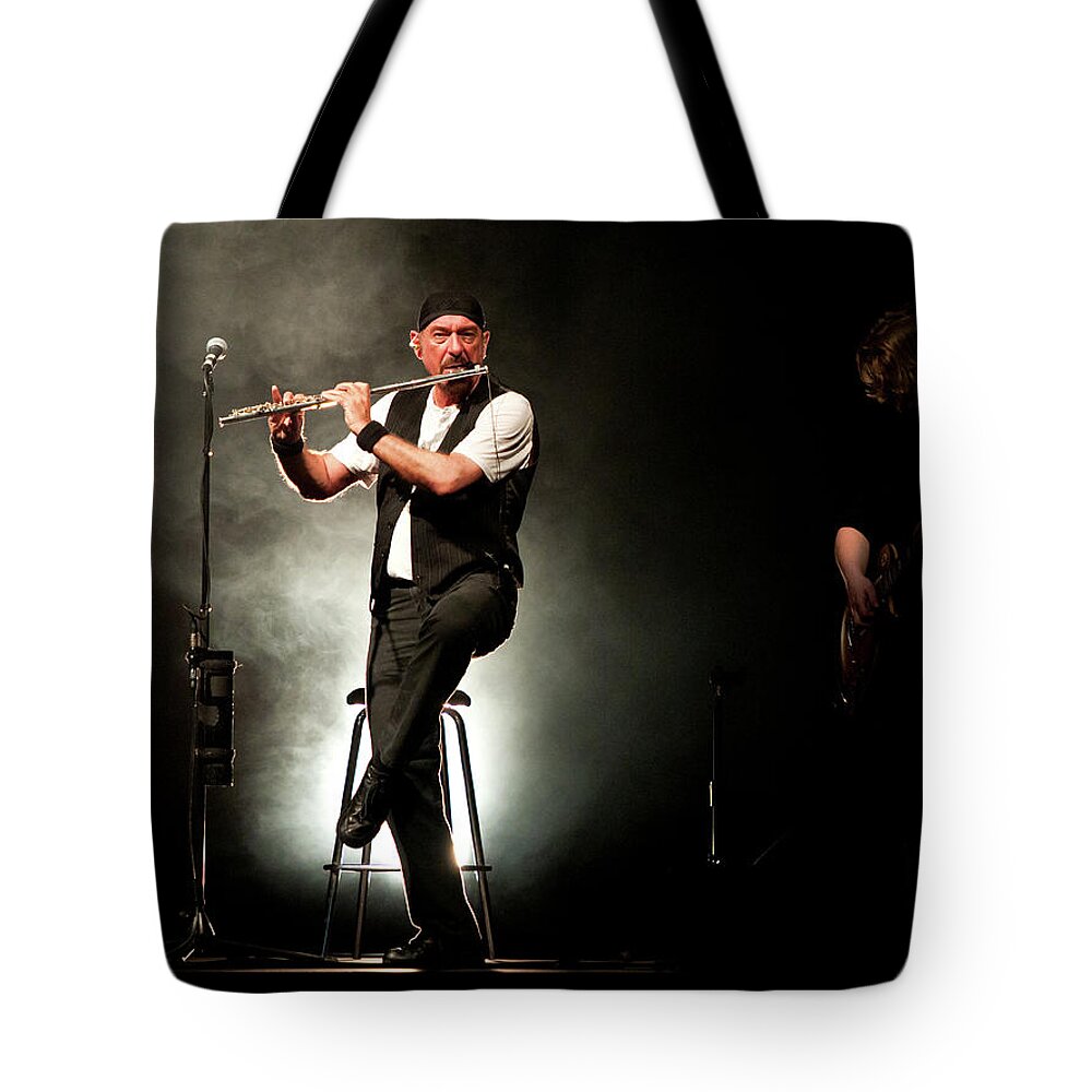 Juthro Tull Tote Bag featuring the photograph Ian Anderson of Juthro Tull live concert by Michalakis Ppalis