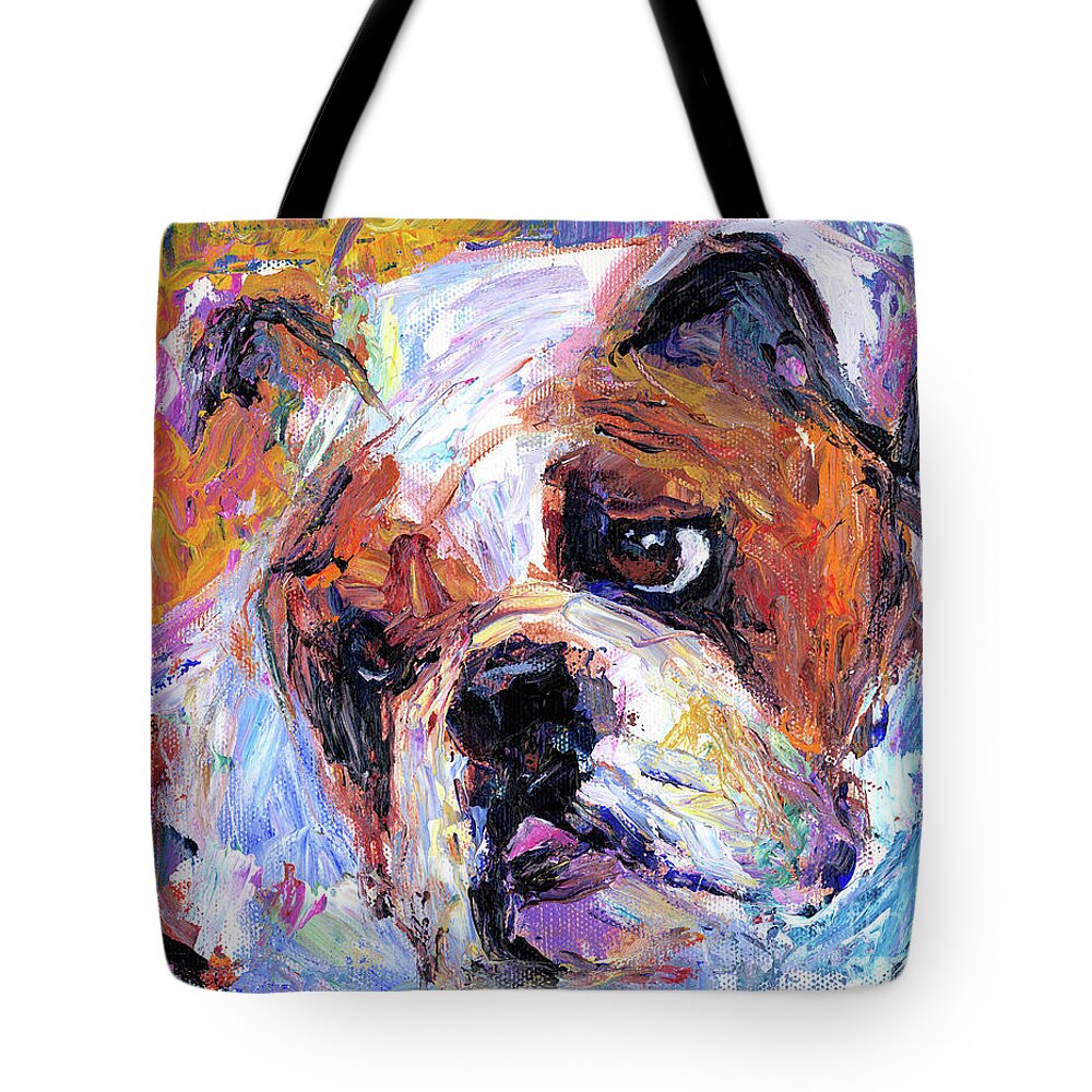 English Bulldog Painting Tote Bag featuring the painting Impressionistic Bulldog painting by Svetlana Novikova