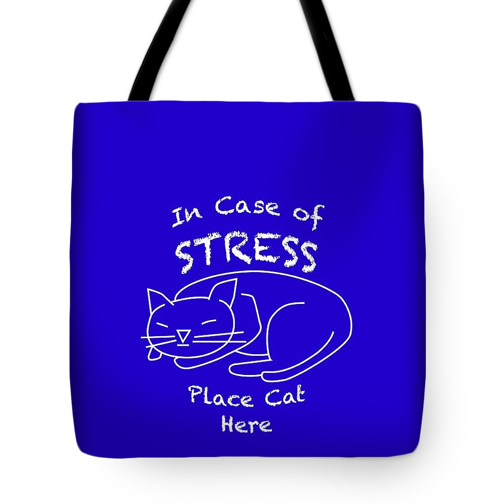 Cat Tote Bag featuring the drawing In case of stress, place cat here t-shirt #2 by David Smith