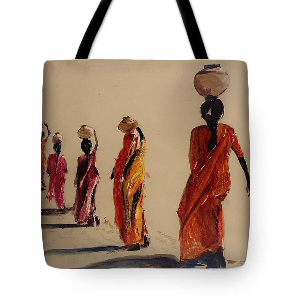 Women Tote Bag featuring the mixed media In search of water. #1 by Khalid Saeed