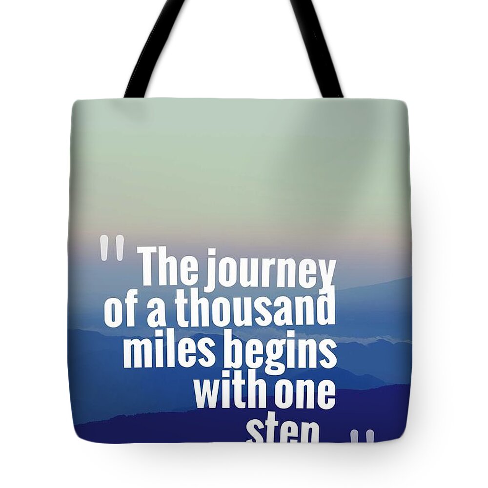 Motivational Tote Bag featuring the painting Inspirational Timeless Quotes - Lao Tzu by Celestial Images