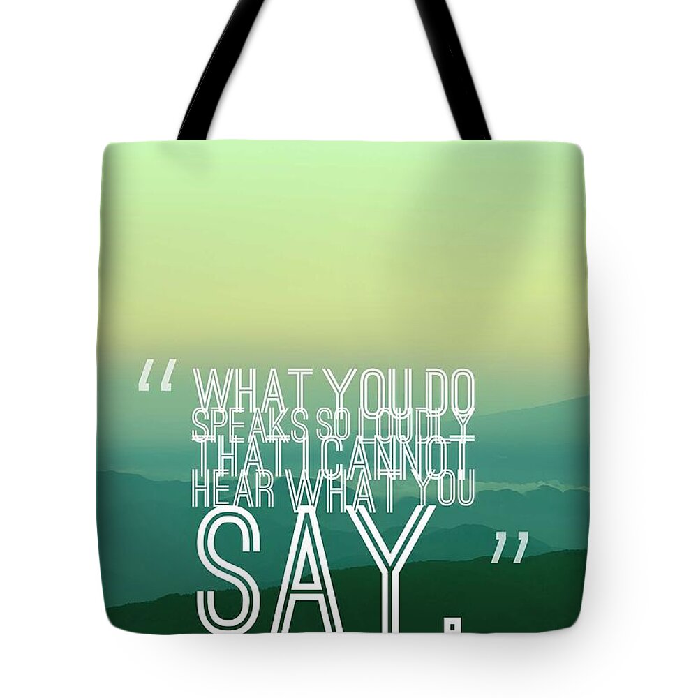 Motivational Tote Bag featuring the painting Inspirational Timeless Quotes - Ralph Waldo Emerson by Celestial Images