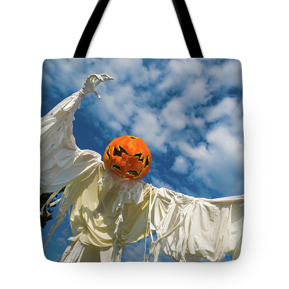 Landscape Tote Bag featuring the photograph Jack-o-lantern man #1 by Javier Flores