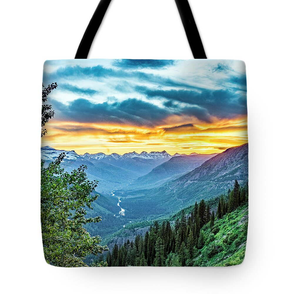 Glacier National Park Tote Bag featuring the photograph Jackson Glacier Overlook At Sunset by Donald Pash