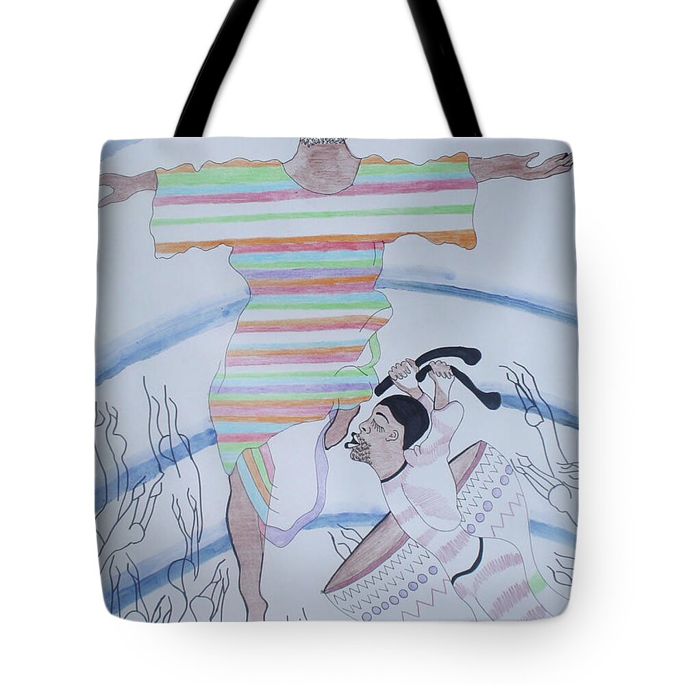 Jesus Tote Bag featuring the painting Jesus Lord of The Dance #1 by Gloria Ssali