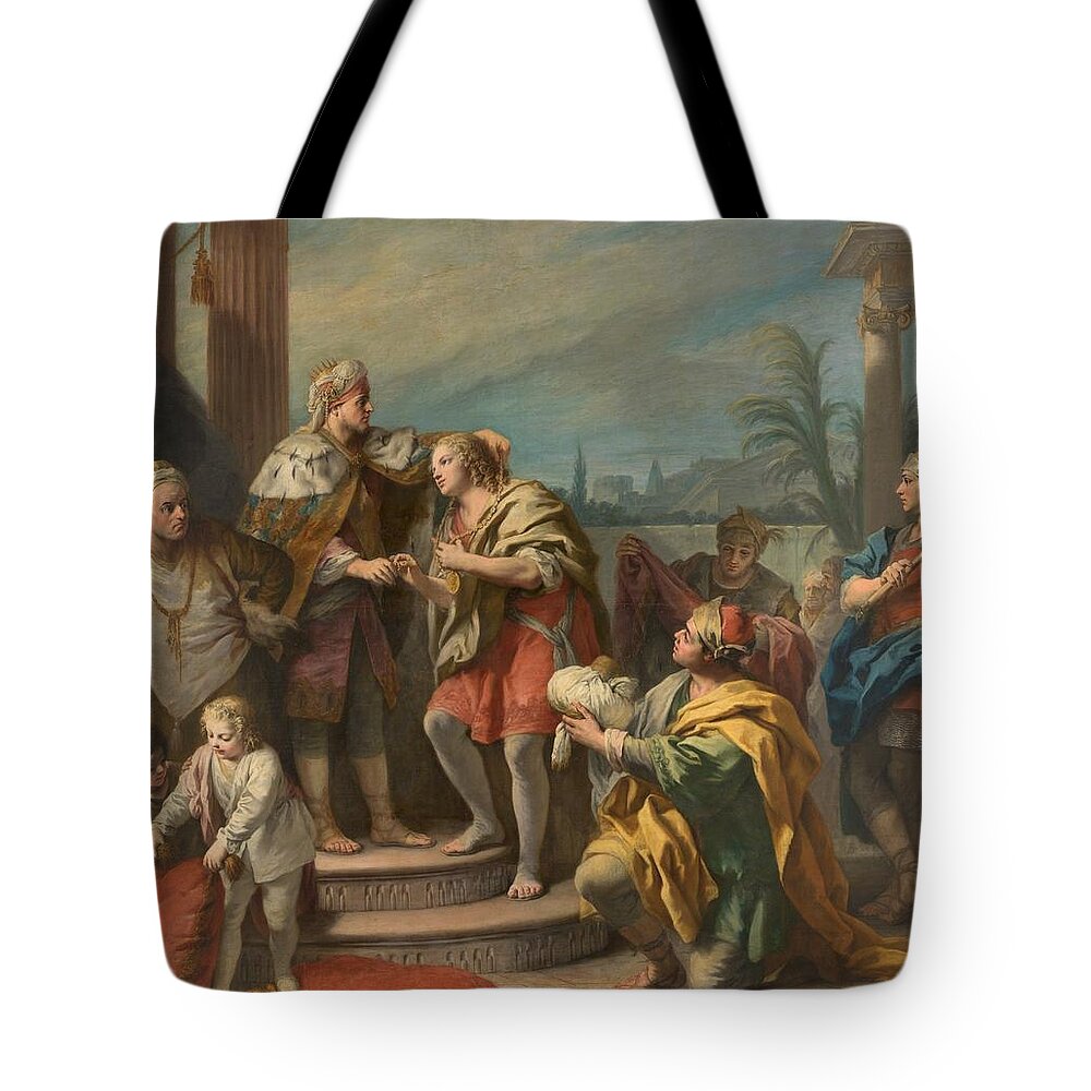 Amigoni Tote Bag featuring the painting Joseph by MotionAge Designs