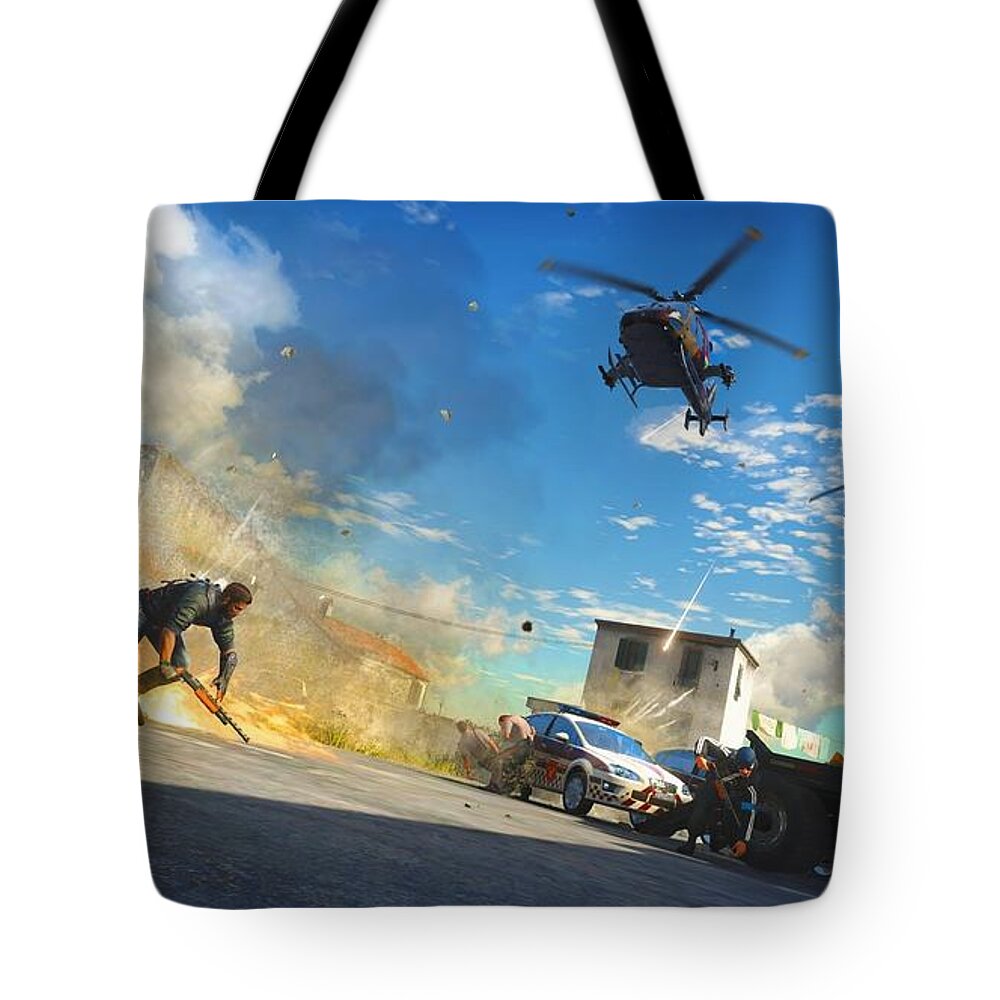 Just Cause 3 Tote Bag featuring the digital art Just Cause 3 #1 by Super Lovely