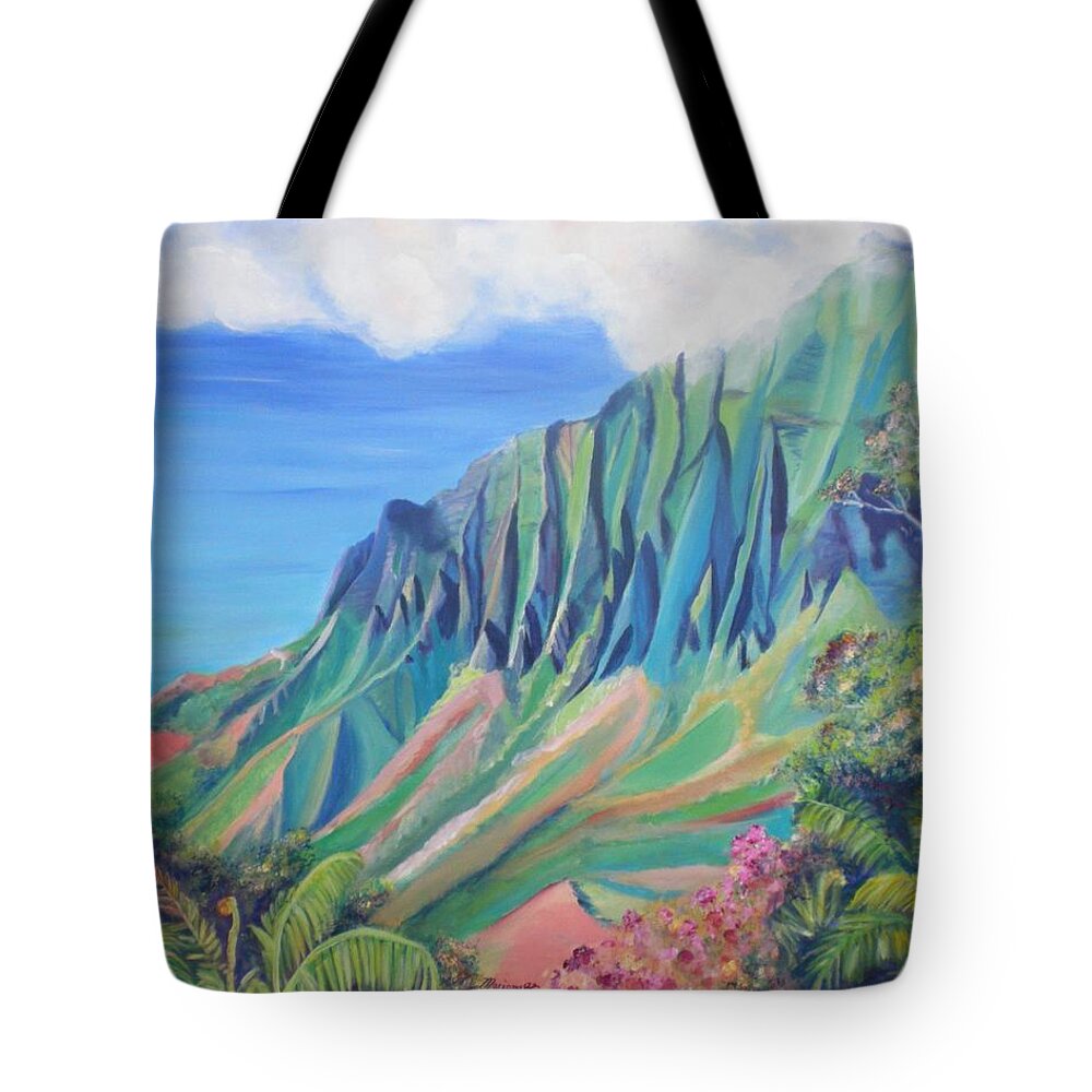 Kauai Tote Bag featuring the painting Kalalau Valley by Marionette Taboniar