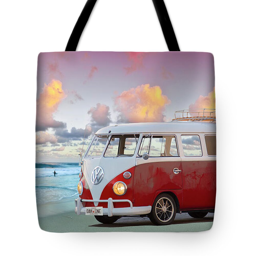 Vw Bus Tote Bag featuring the photograph Kombi Beach #2 by Sean Davey