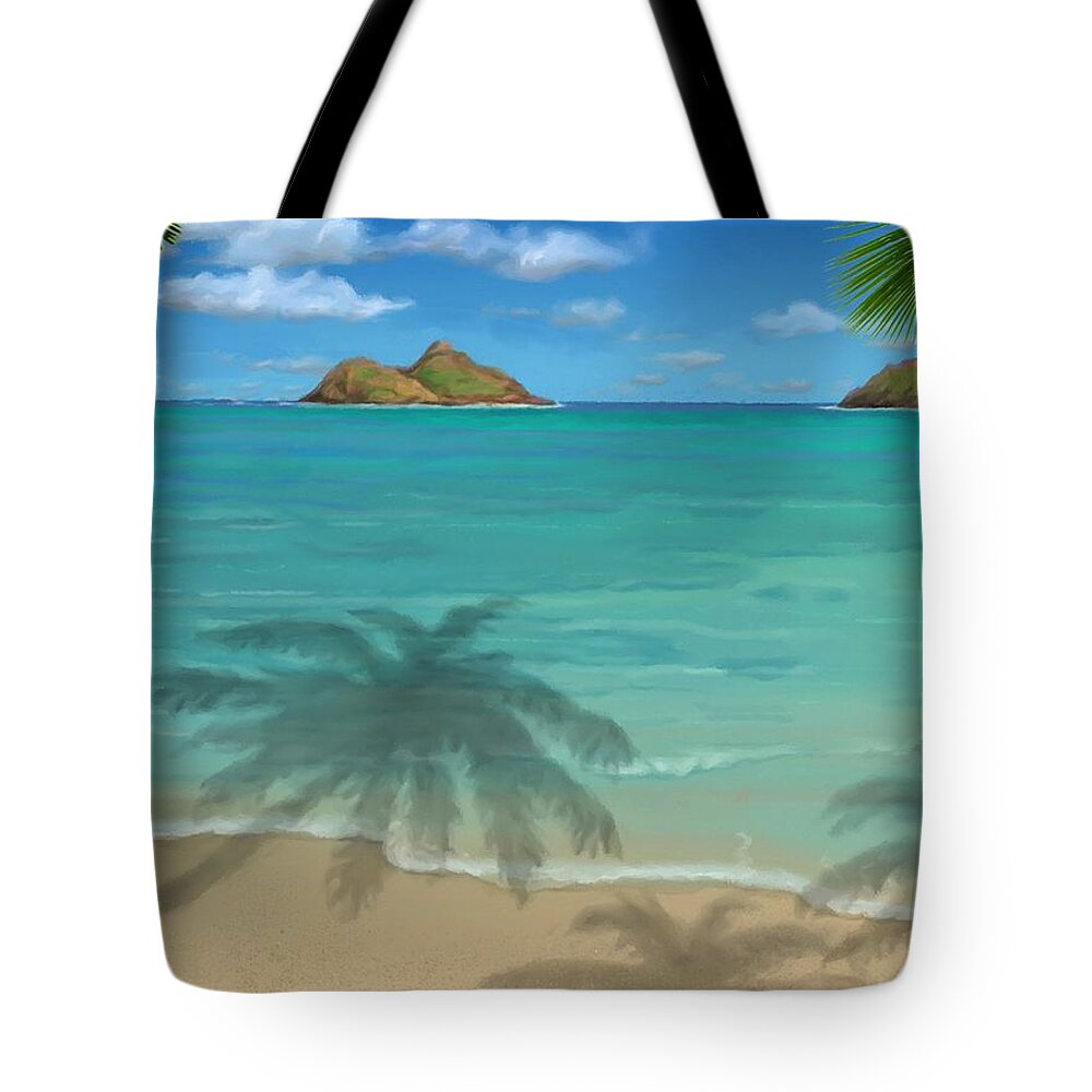 Lanikai Beach Tote Bag featuring the painting Lanikai Beach by Stephen Jorgensen