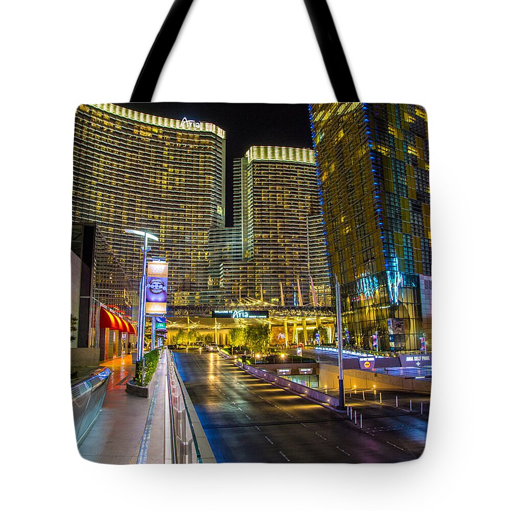 Las Vegas Tote Bag featuring the photograph Las Vegas Lights #1 by Lev Kaytsner
