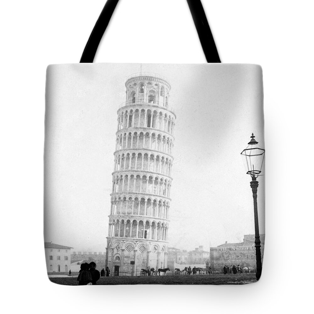 leaning Tower Of Pisa Tote Bag featuring the photograph Leaning Tower of Pisa Italy - c 1902 #1 by International Images