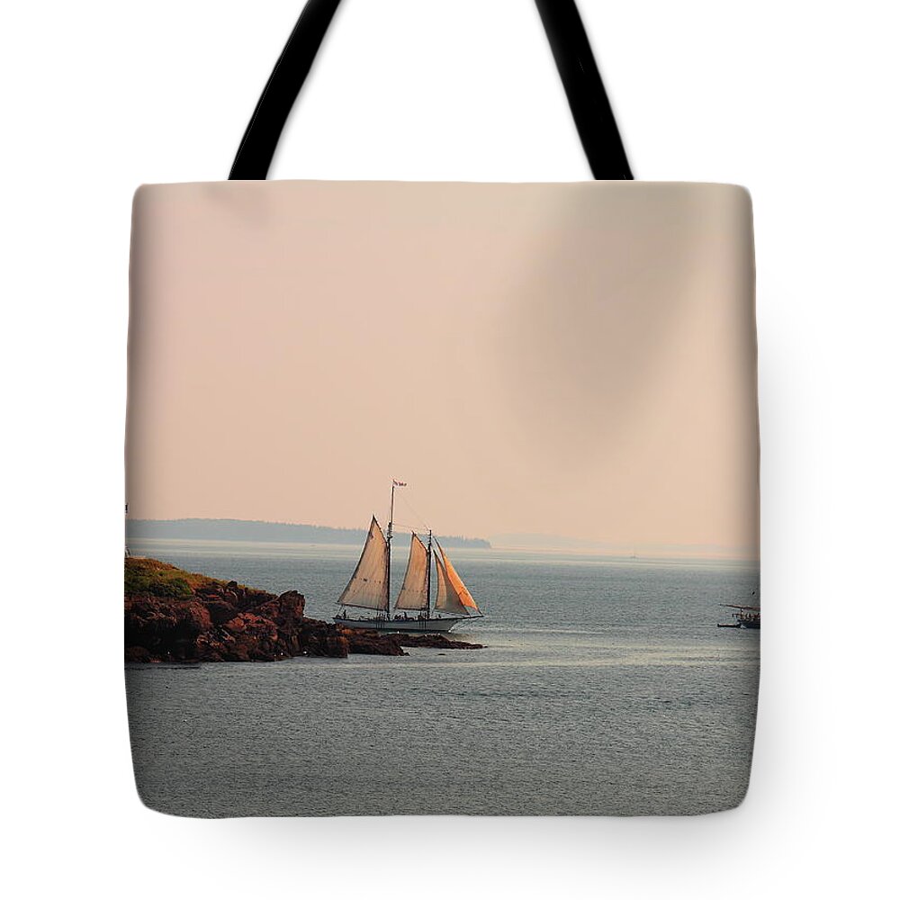 Seascape Tote Bag featuring the photograph Leaving Camden Harbor #1 by Doug Mills