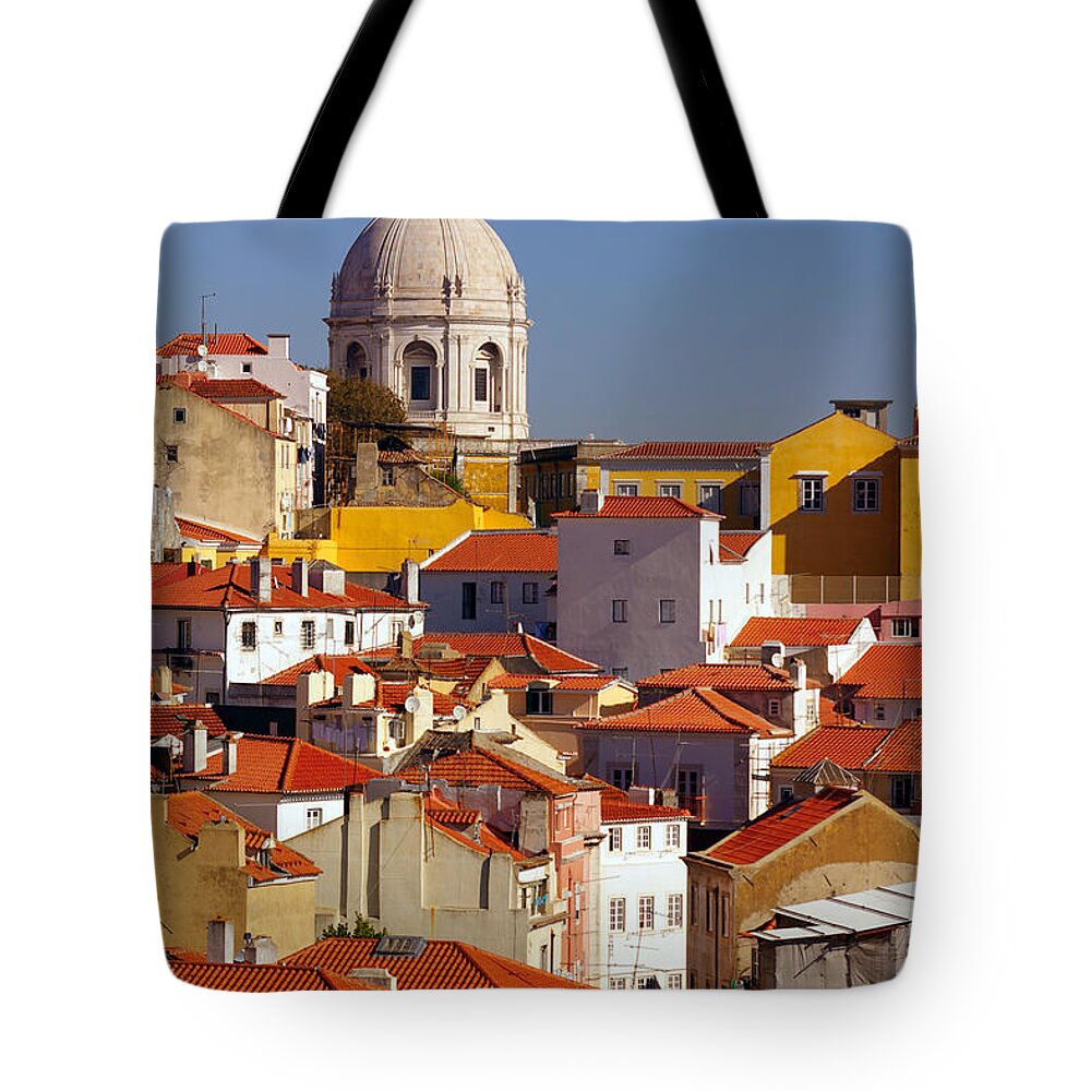 Alfama Tote Bag featuring the photograph Lisbon View #1 by Carlos Caetano