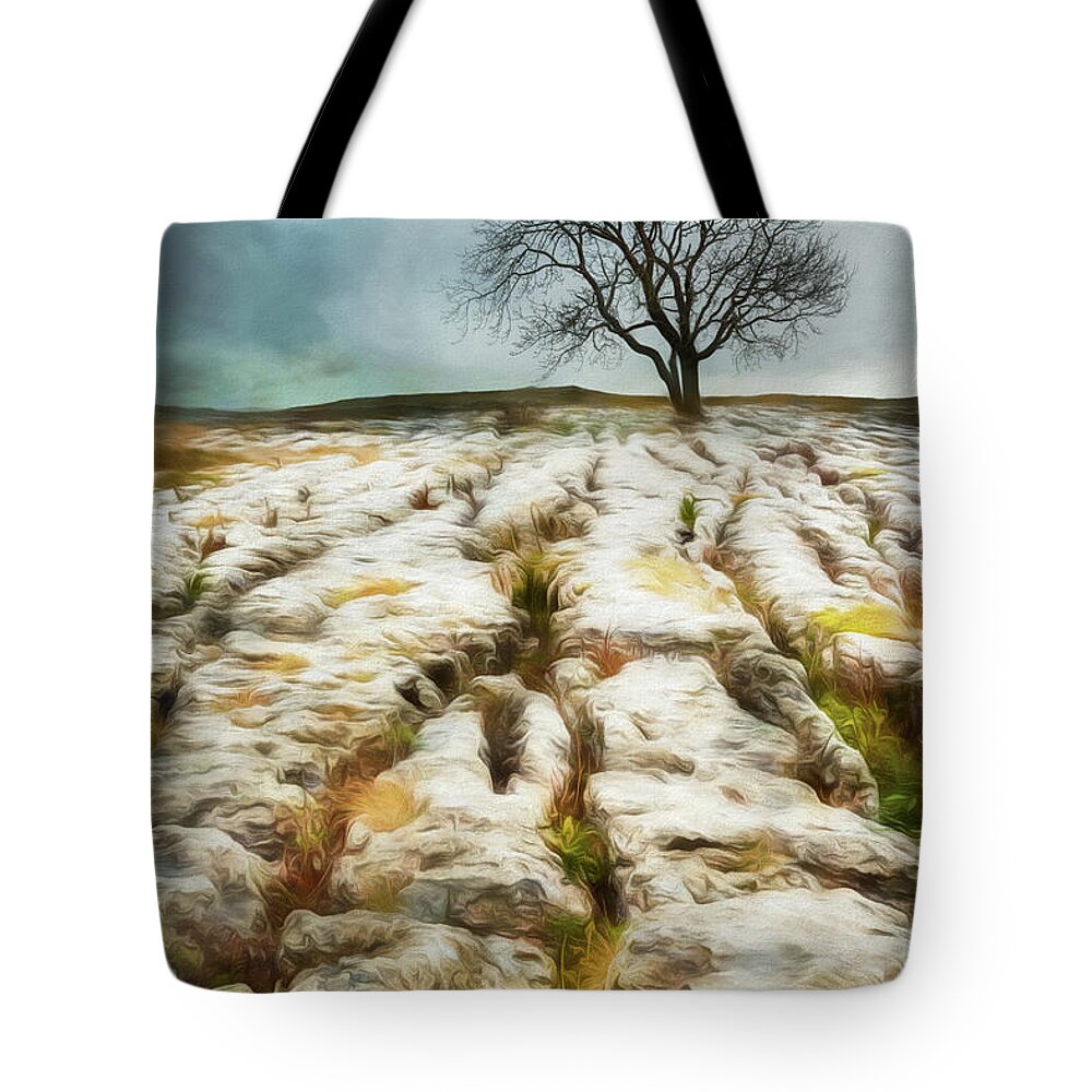 Branches Tote Bag featuring the photograph Painted effect - Lone Tree by Sue Leonard