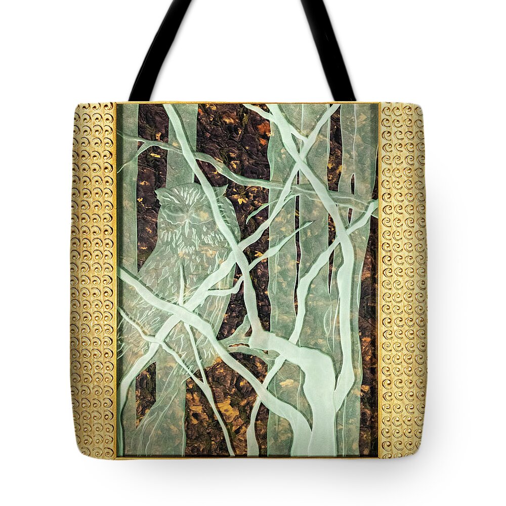 Etched Glass Tote Bag featuring the glass art Looking Out by Alone Larsen
