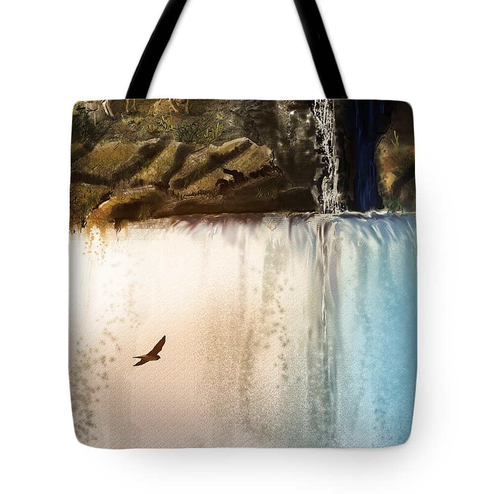 Rocky Mountain Sheep Tote Bag featuring the digital art Lost River #1 by J Griff Griffin