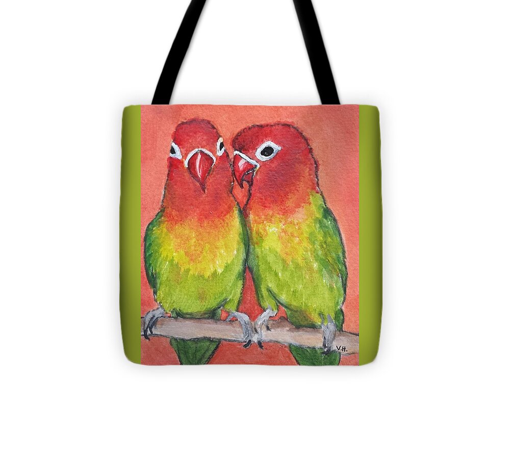 Birds Tote Bag featuring the painting Love Birds #1 by Vivian Casey Fine Art