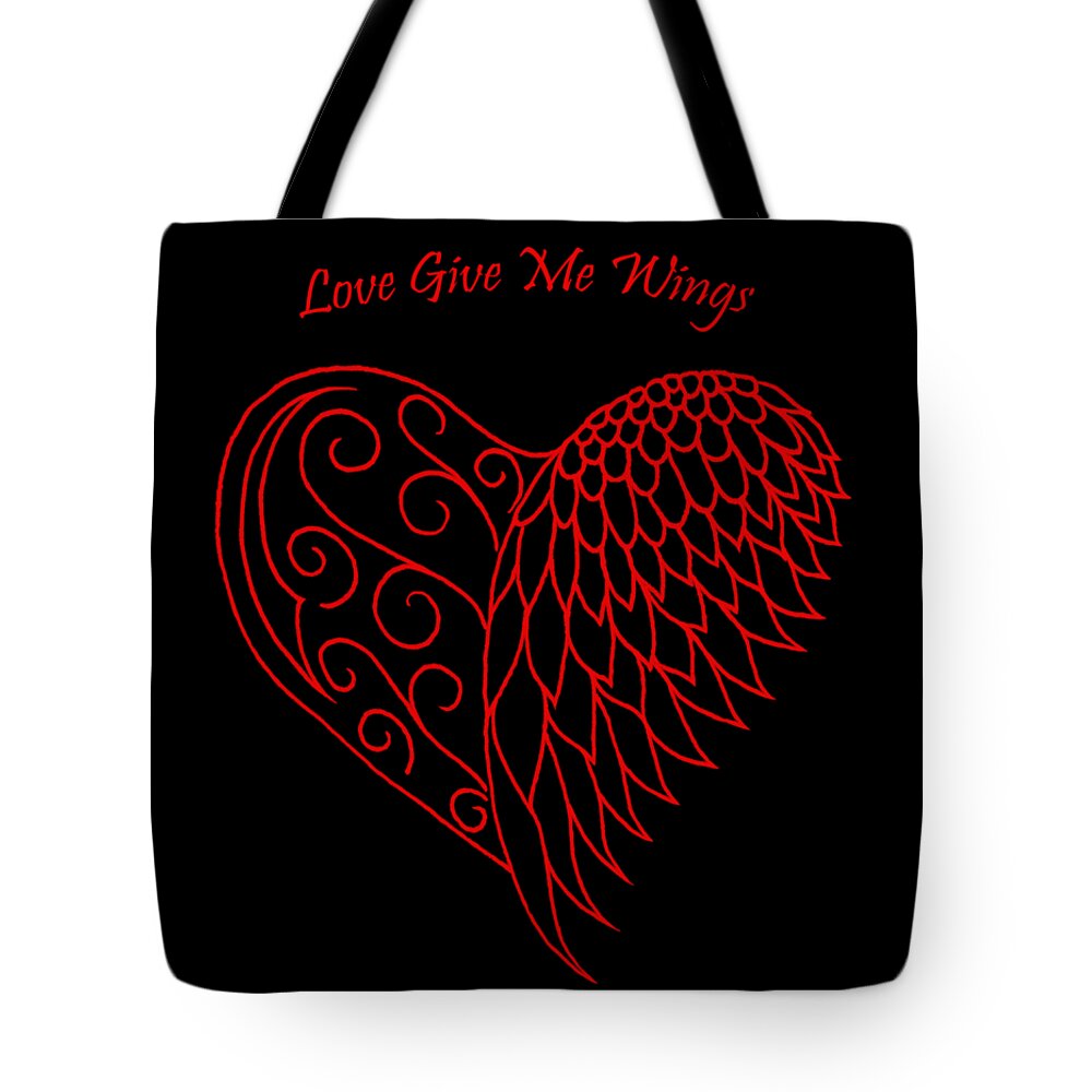 Red Heart Tote Bag featuring the photograph Love Give Me Wings #1 by Terri Waters