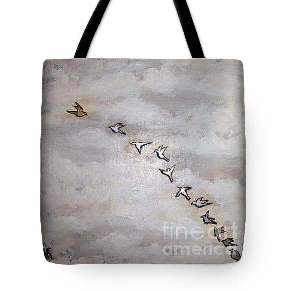 Birds Tote Bag featuring the painting 1 by M J Venrick