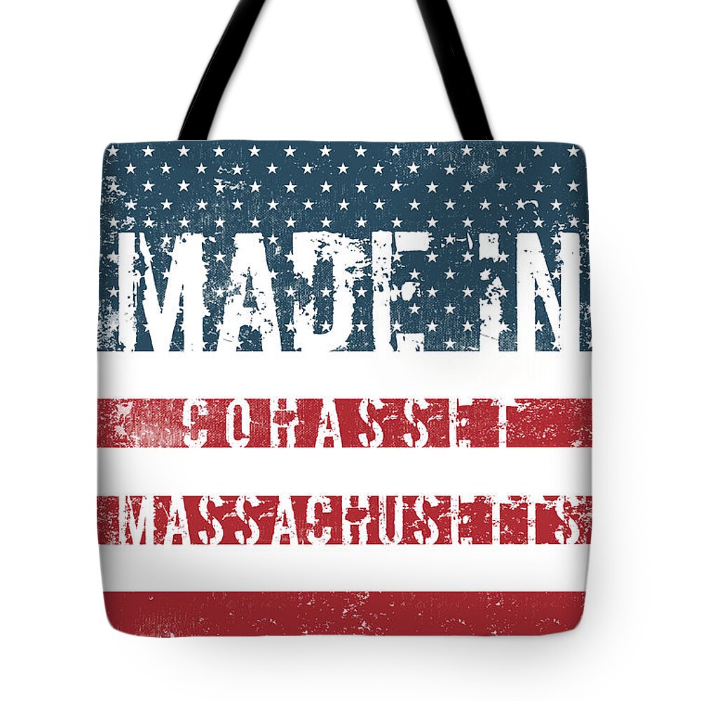 Cohasset Tote Bag featuring the digital art Made in Cohasset, Massachusetts #1 by Tinto Designs