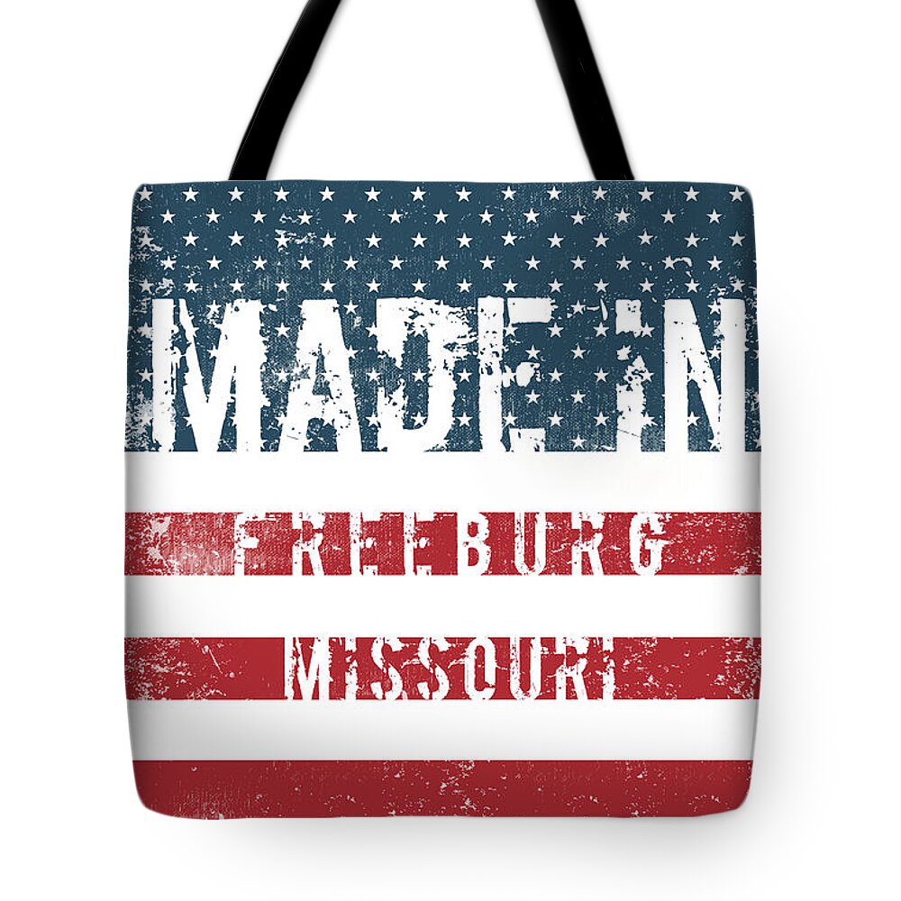 Freeburg Tote Bag featuring the digital art Made in Freeburg, Missouri #1 by Tinto Designs