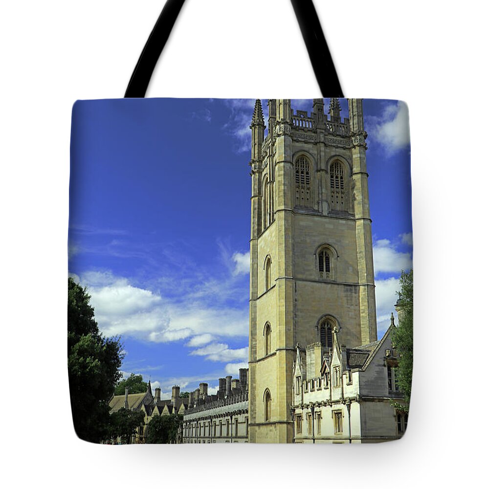 Magdalen Tower Tote Bag featuring the photograph Magdalen Tower #1 by Tony Murtagh
