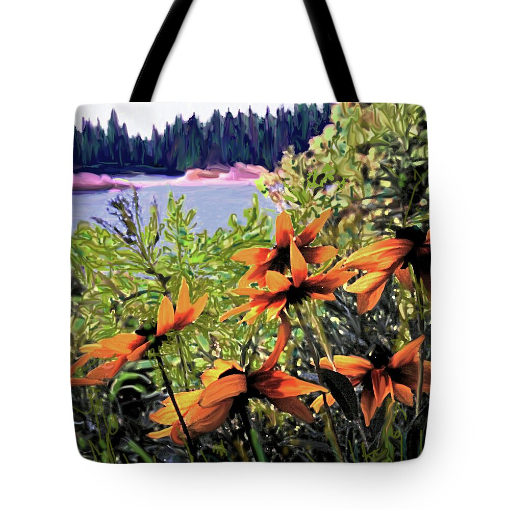 Manitoulin Tote Bag featuring the digital art Manitoulin Shores #1 by Ian MacDonald