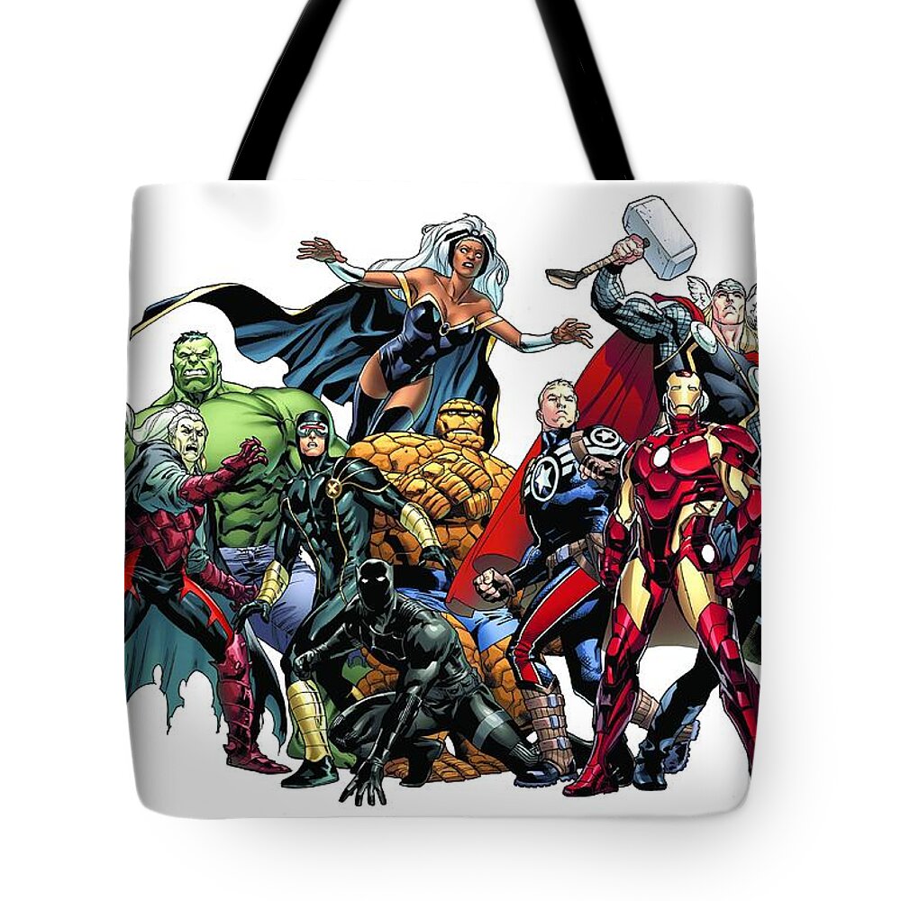 Marvel Comics Tote Bag featuring the digital art Marvel Comics #1 by Super Lovely