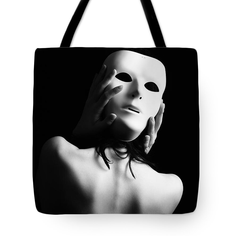  Position Tote Bag featuring the photograph Masked Figure #1 by Jt PhotoDesign