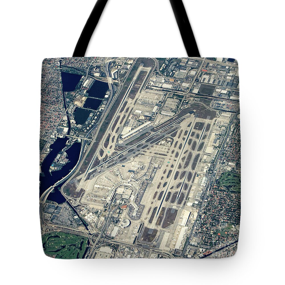 Miami International Airport Tote Bag featuring the photograph Miami International Airport Aerial Photo #1 by David Oppenheimer