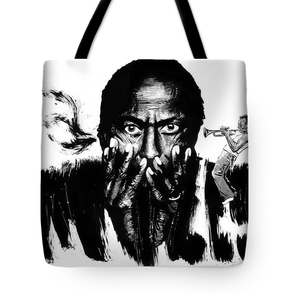  Tote Bag featuring the drawing Miles Davis by Ken Meyer jr