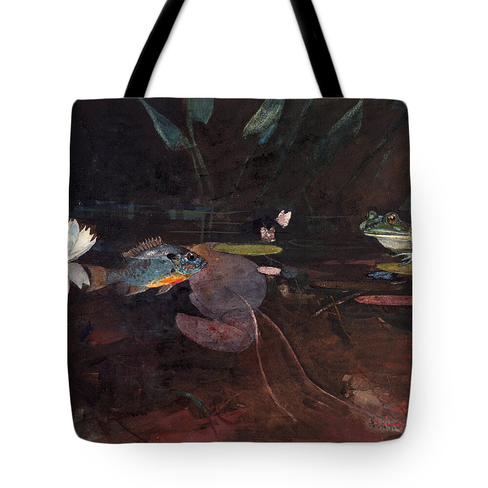 Winslow Homer Tote Bag featuring the drawing Mink Pond #1 by Winslow Homer